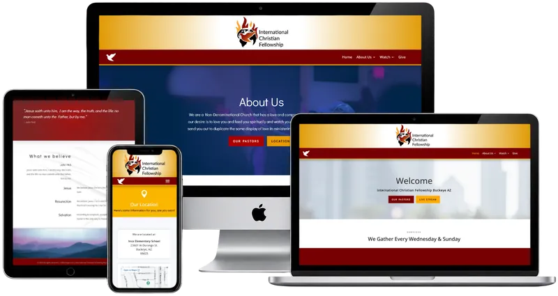 ICF Buckeye website shown on desktop, laptop, tablet and phone